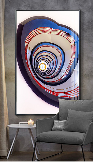 原创北欧抽象创意旋转楼梯建筑客厅装饰画玄关版权可商用