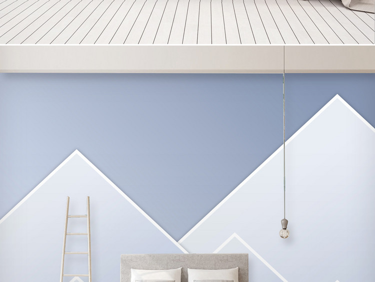 现代简约小清新几何图形儿童房电视背景墙纸