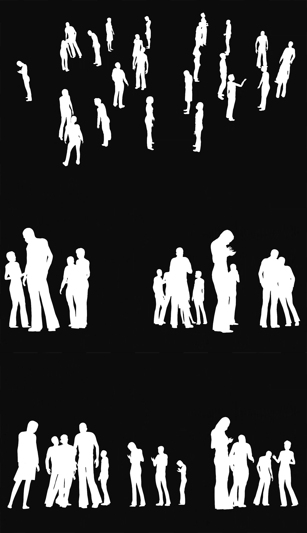 七款白色人群剪影