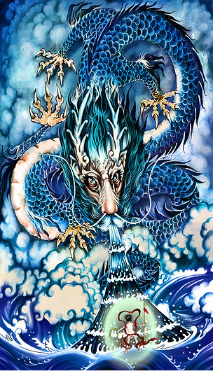 个性玄关哪吒闹海青龙个性儿童背景装饰画