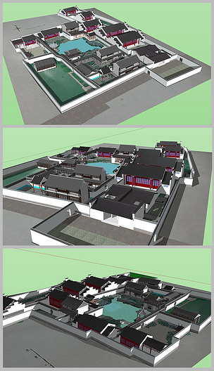 苏州园林网师园su模型下载-编号18825093-简模规划-我图网