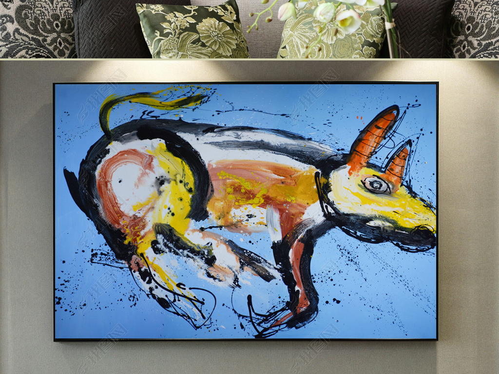 纯手绘抽象斗牛艺术装饰油画