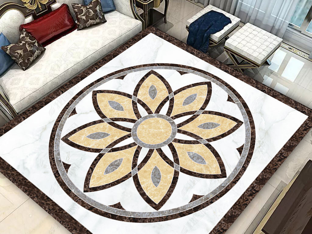 新款大气客厅爵士白大理石纹水刀地拼花下载-编号18830309-拼花地板