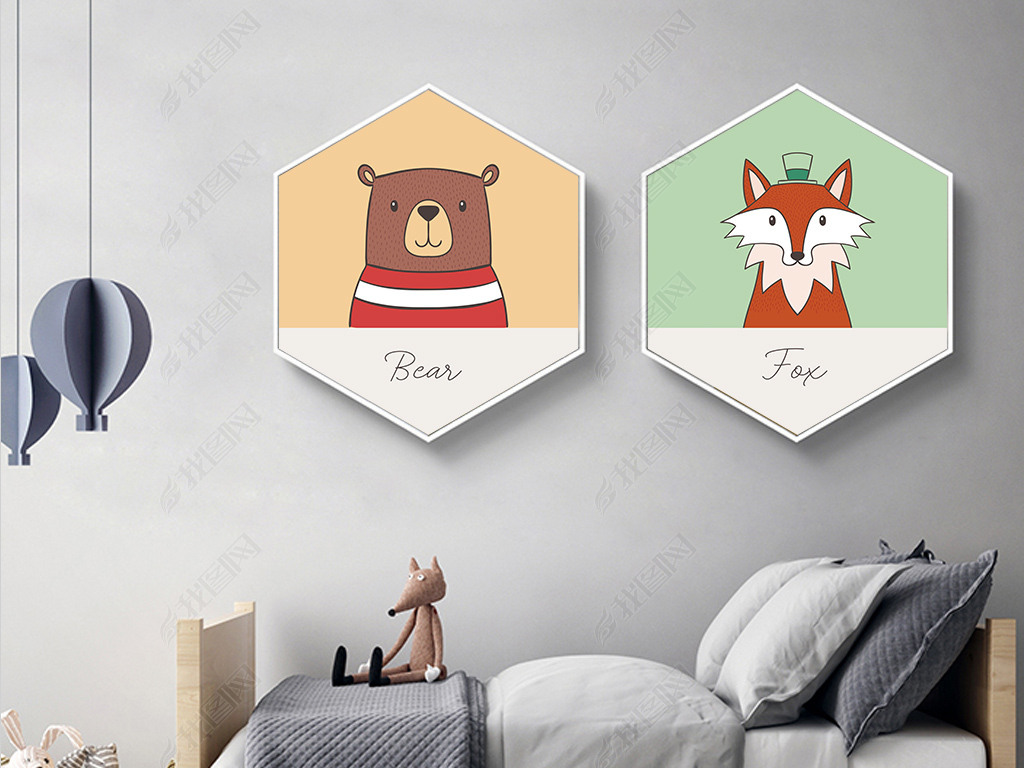 10款小动物6边形装饰画