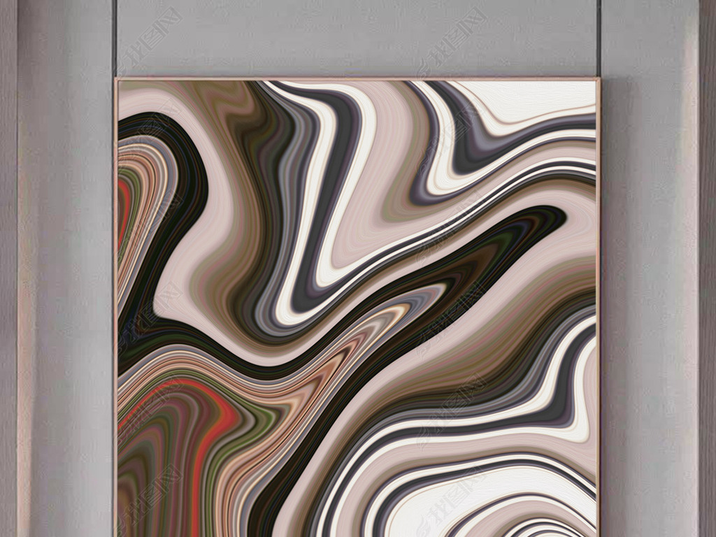 原创抽象玄关无框画现代简约色彩曲线艺术装饰画