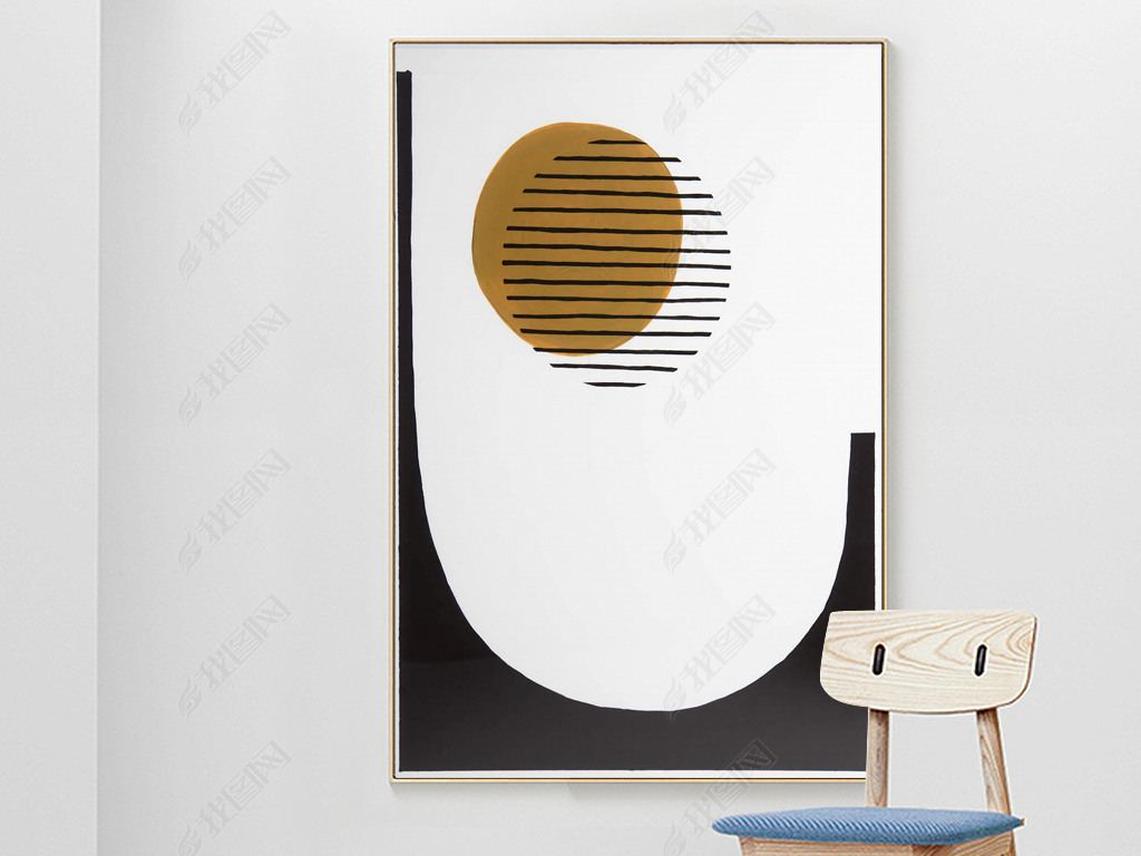 北欧简约抽象简单几何图案手绘油画现代艺术装饰画