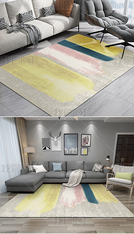 现代时尚抽象水墨水彩地毯地垫图案设计