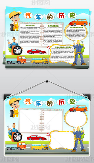 汽车博物馆小报汽车的历史科普展览历史参观手抄报