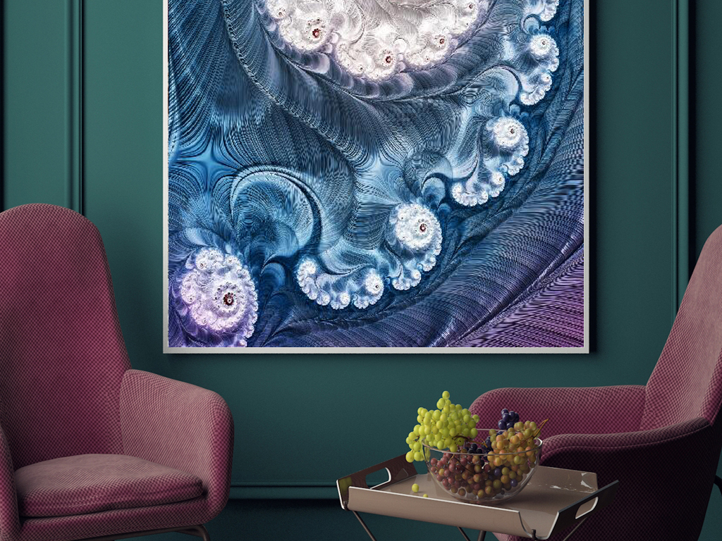 北欧风抽象浮雕花纹装饰无框画