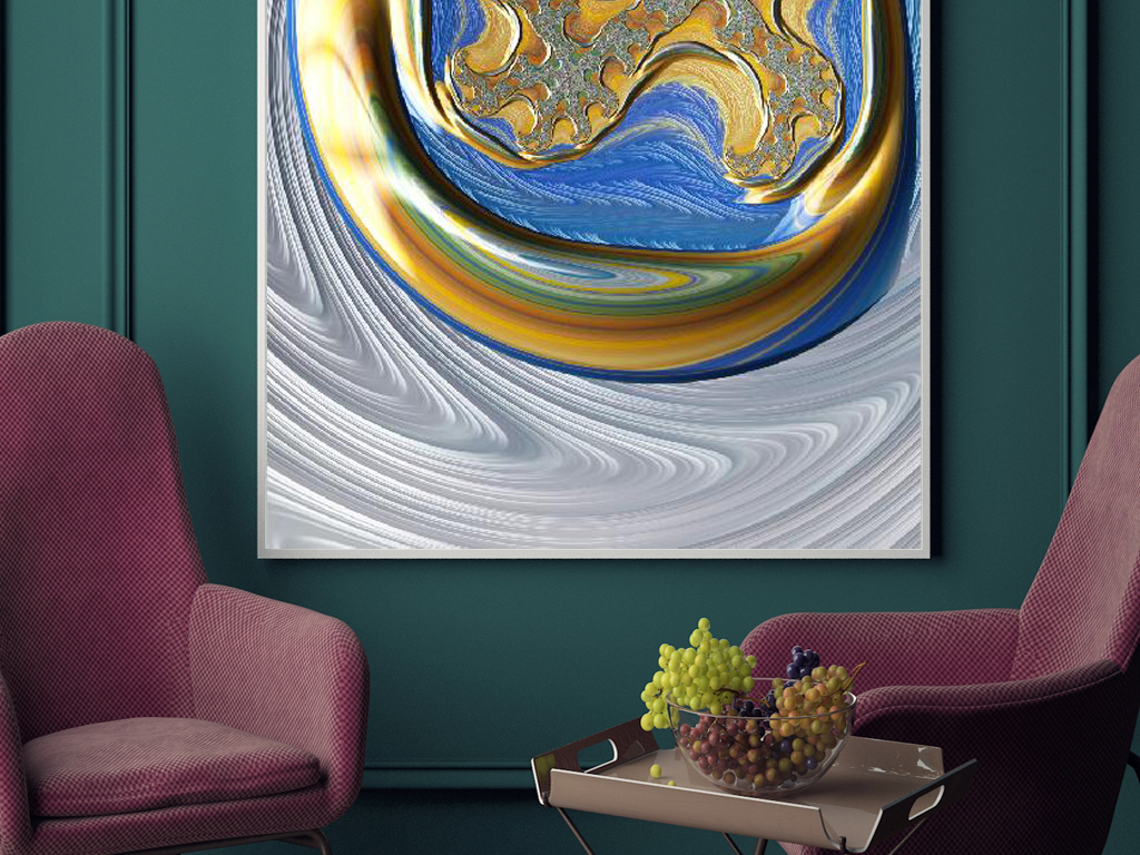 北欧抽象浮雕花纹装饰无框画