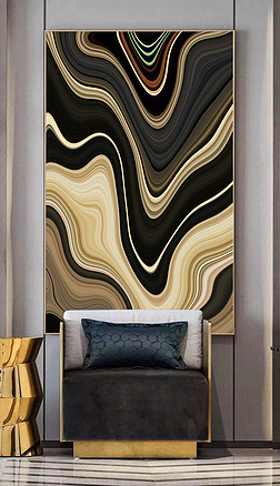 现代抽象玄关无框画简约曲线艺术装饰画