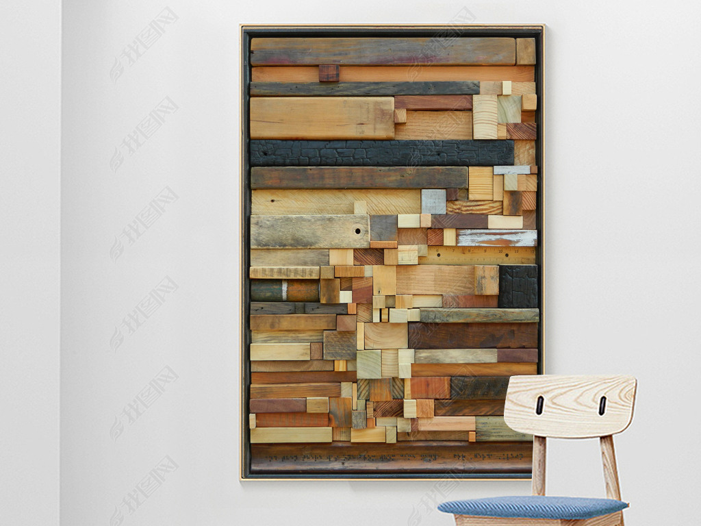 现代简约抽象几何方块油画现代艺术家居装饰画