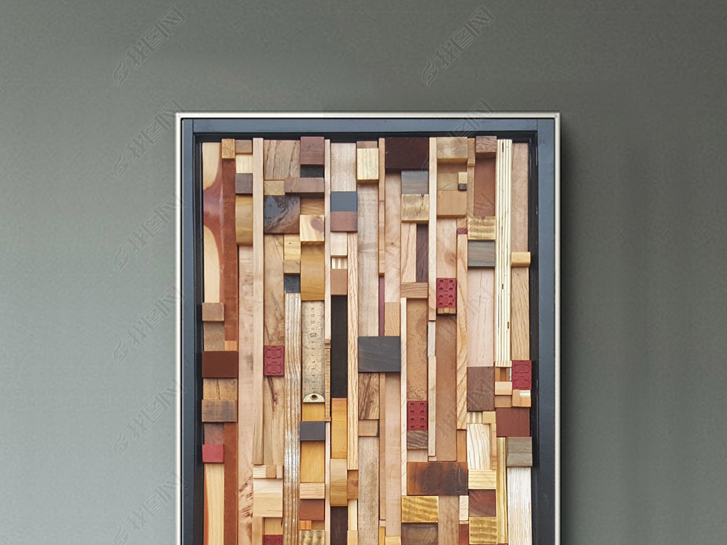 现代简约抽象几何方块油画现代艺术家居装饰画