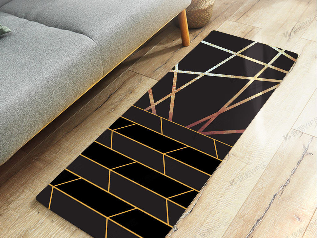 装饰装修 地面装饰 地垫 现代现代金色线条几何北欧地毯地垫原创设计