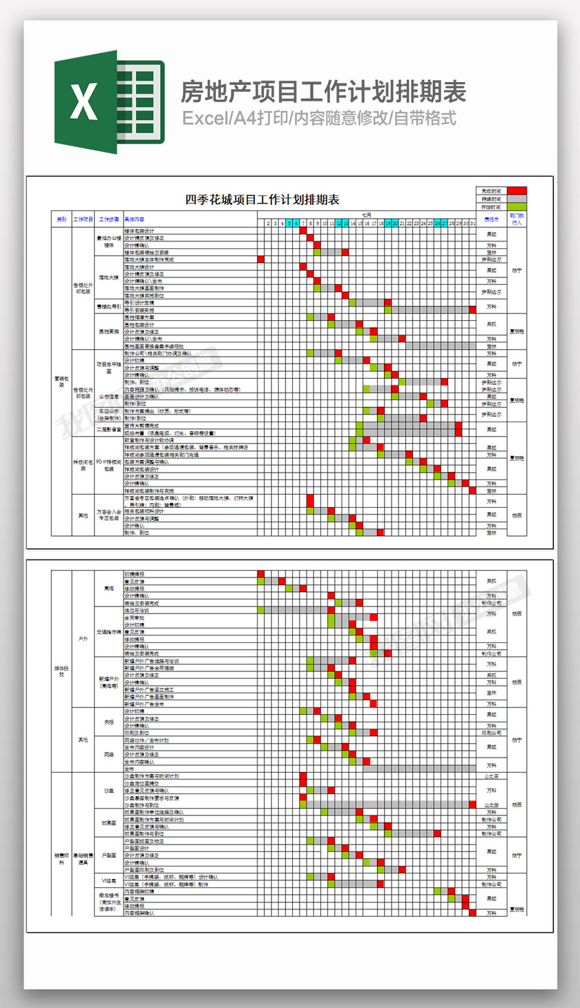 房地产四季花城项目工作计划排期表