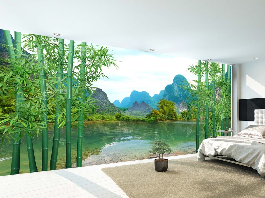 9米风景画山水桂林山水山清水秀电视背景墙