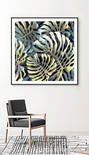 现代创意植物抽象艺术油画北欧风客厅装饰画