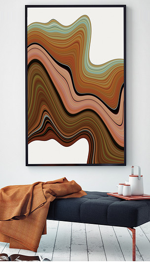 现代抽象玄关无框画纹理简约曲线艺术装饰画