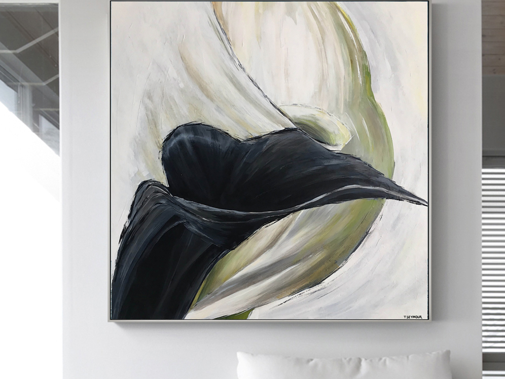 北欧简约手绘抽象简单黑白现代艺术装饰画无框画