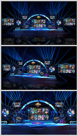 王者荣耀电竞舞台设计,灯光材质全,默认渲染.