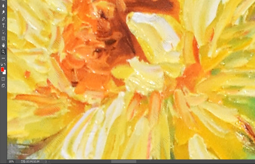 高清纯手绘向日葵花开富贵油画图