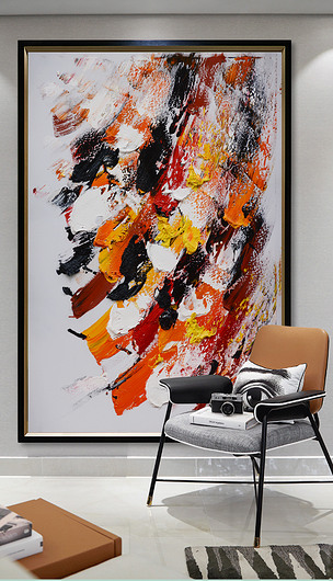 竖幅装饰油画玄关抽象(二)