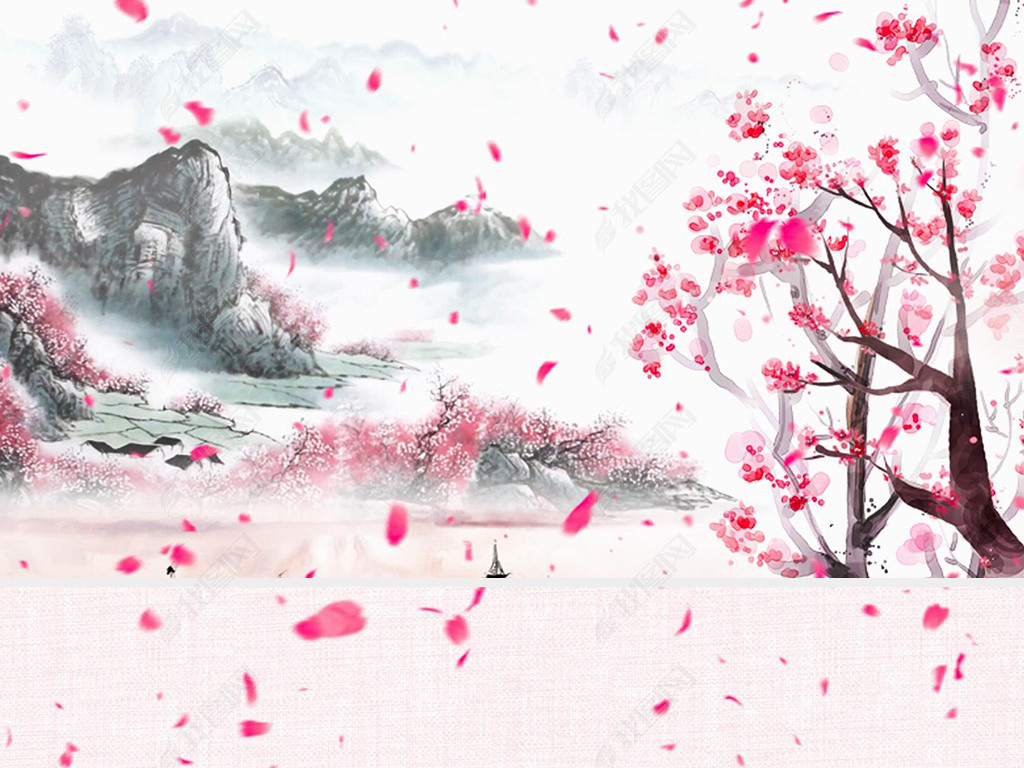 落花花瓣舞蹈中国风十里桃花LED背景视频