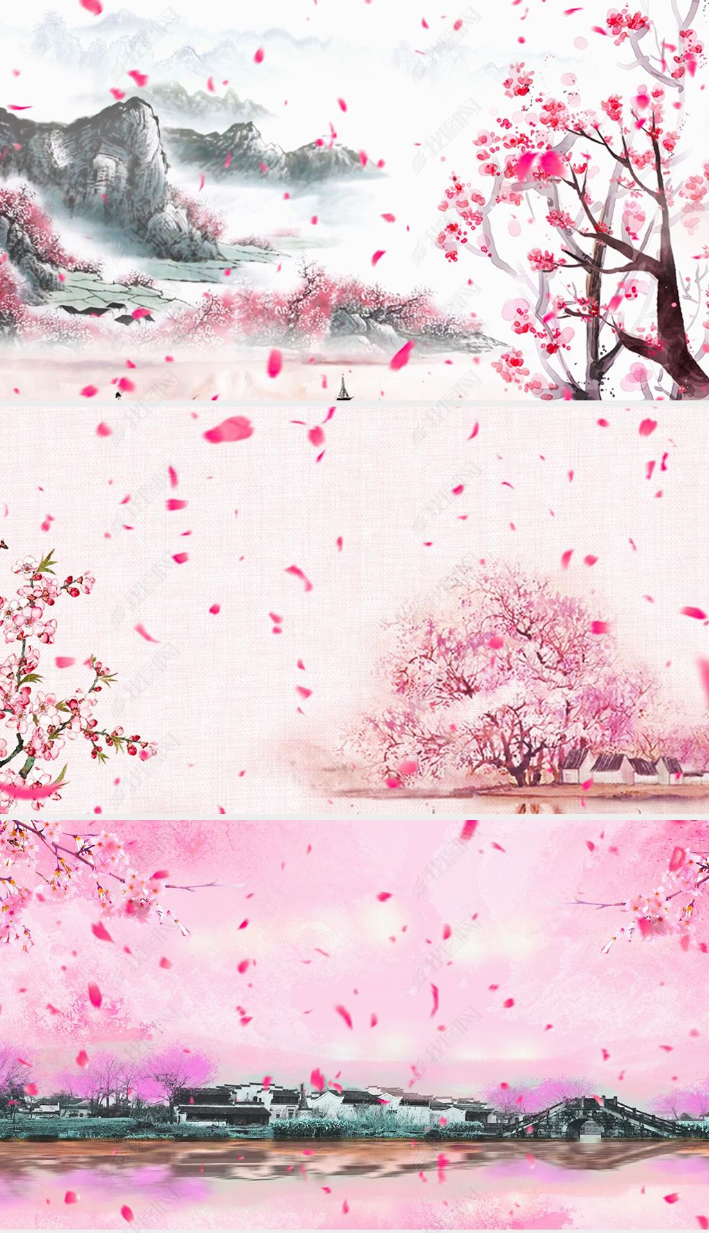 落花花瓣舞蹈中国风十里桃花LED背景视频