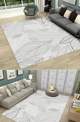 原创北欧小清新手绘树叶客厅地毯