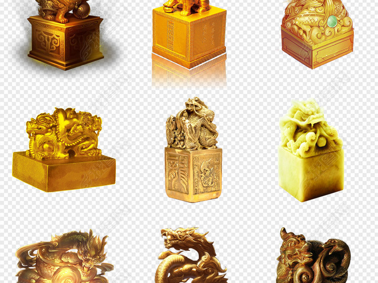 中国历史皇宫皇权玉玺古董印章免扣png素材