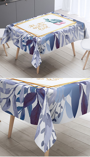 北欧风ins水彩叶子仙人掌桌布台布茶几布