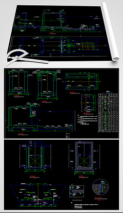 cad小型排水闸结构及配筋图纸