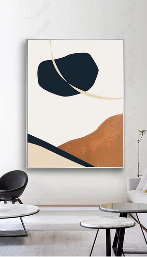 小清新现代简约抽象几何手绘油画北欧装饰画