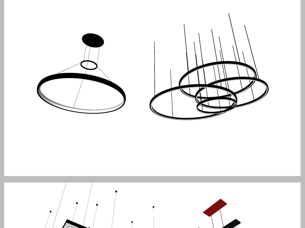 精选现代时尚简约灯具su模型