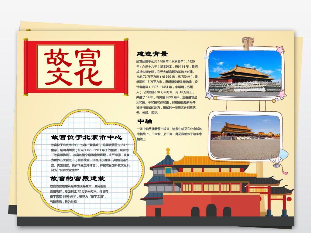 word模板故宫电子小报中国世界文化遗产