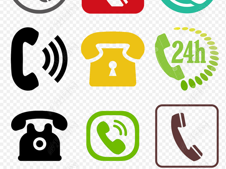 卡通手绘电话座机咨询热线图标海报素材背景图