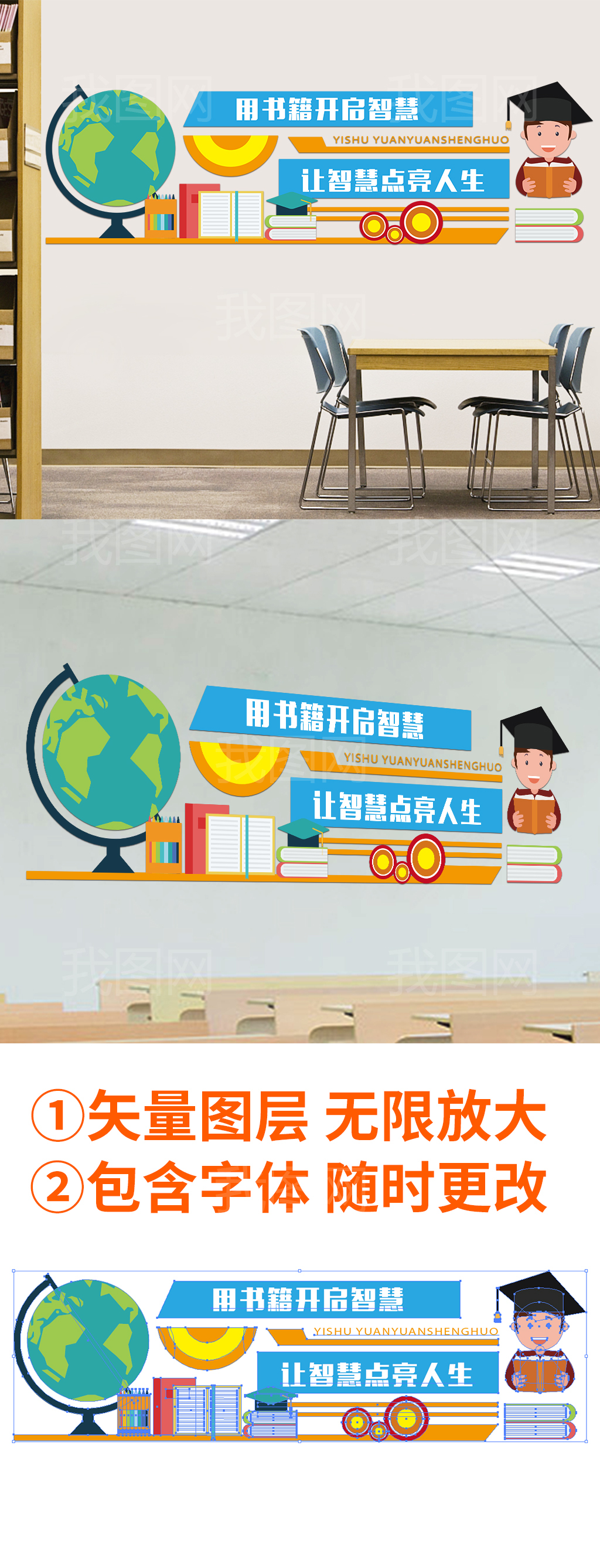 原创图书馆历史实验微立体校园文化墙展板雕刻墙-版权可商用