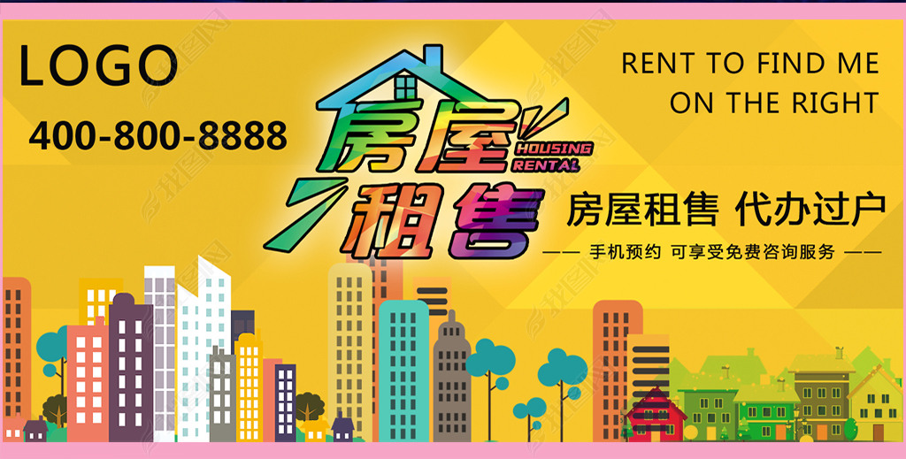 房屋出租中介宣传海报展板