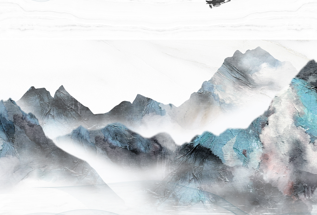 新中式抽象意境水墨山水画江山如画石材背景墙图片设计素材-高清模板