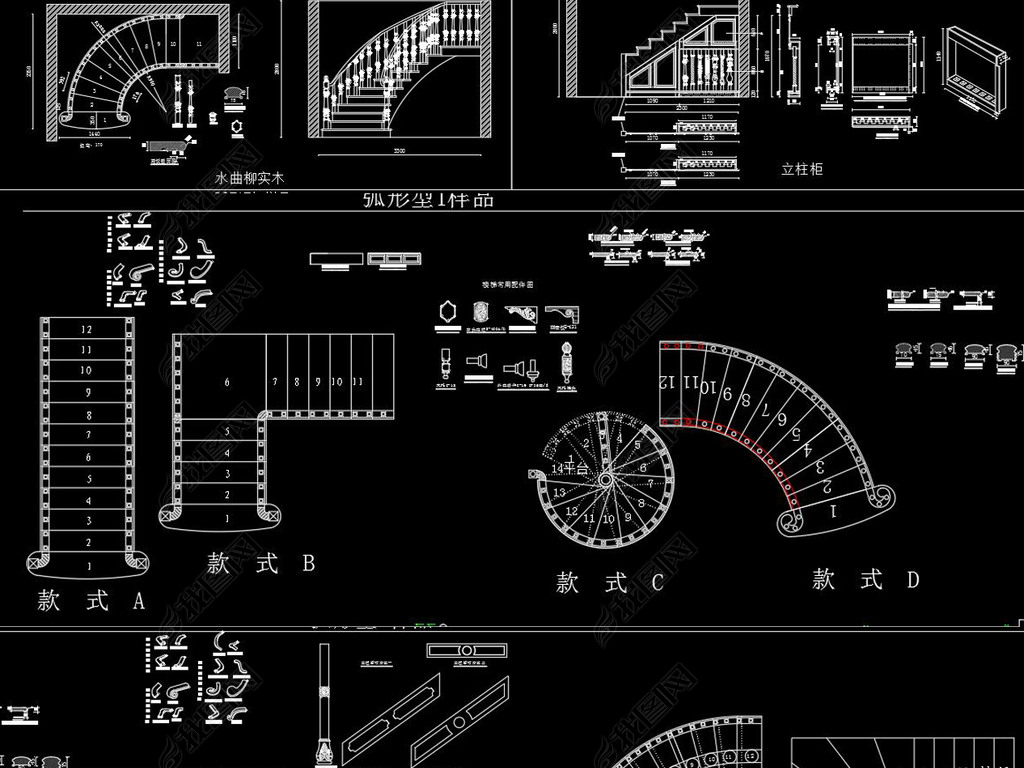 楼梯分解图CAD图库