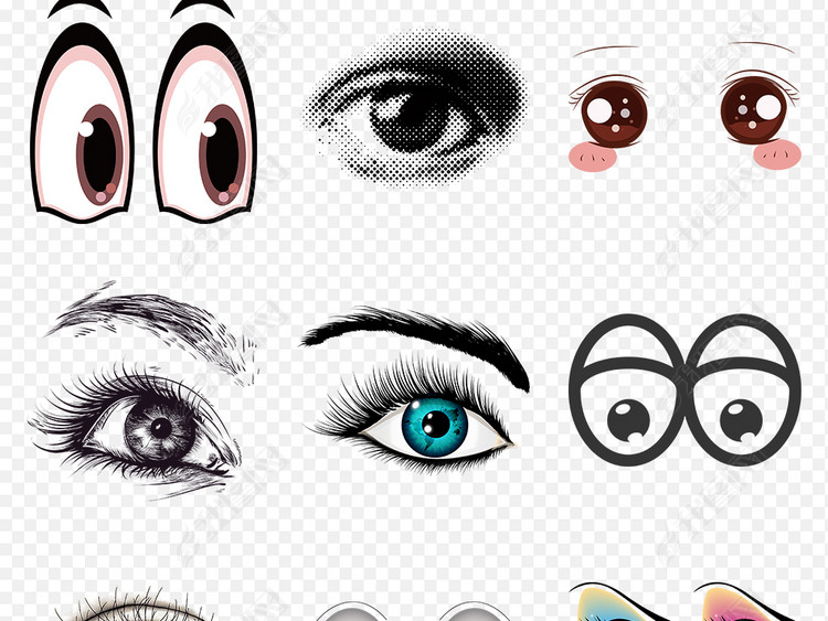 卡通手绘可爱眼睛眼球眼神海报素材背景图片P