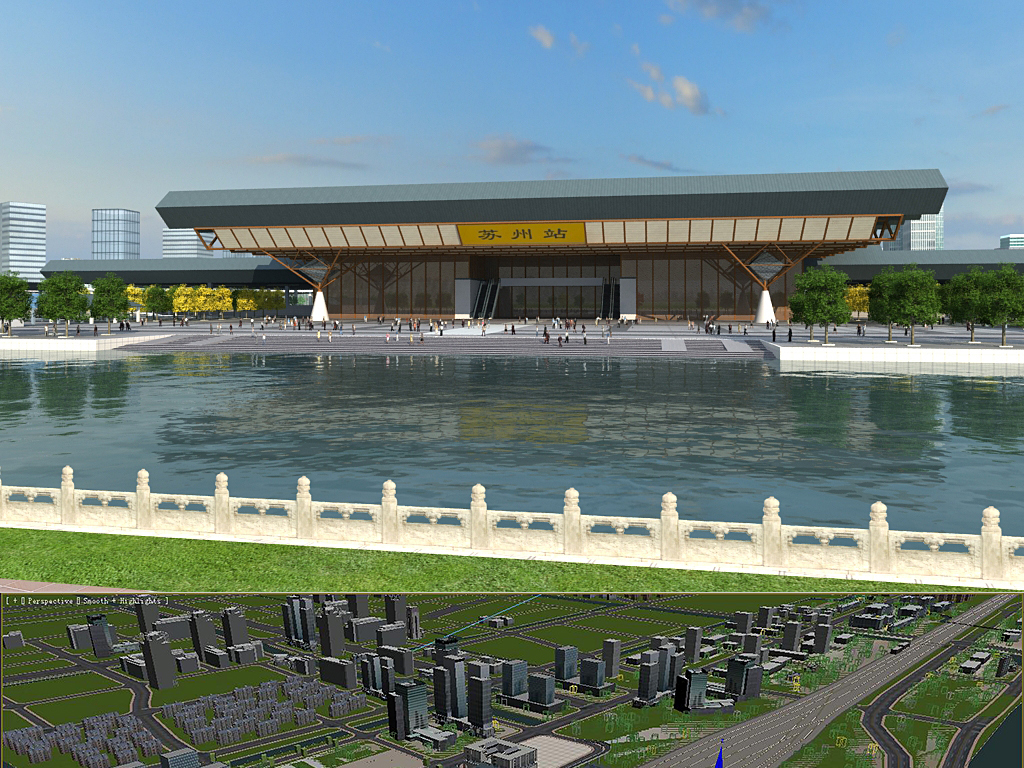 苏州火车站3d场景模型