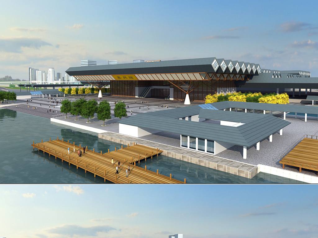 苏州火车站3d场景模型