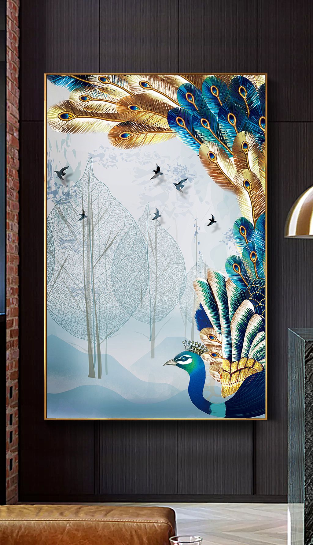 现代简约孔雀客厅玄关创意北欧装饰画素材简介我图网提供现代简约孔雀