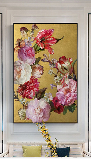 现代复古欧式手绘牡丹花卉油画装饰画无框画