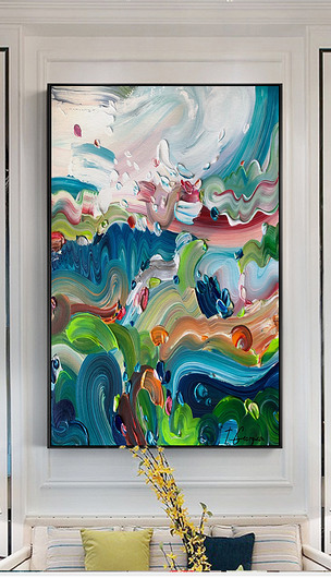 现代风格超现实抽象厚涂立体大海风景油画装饰画