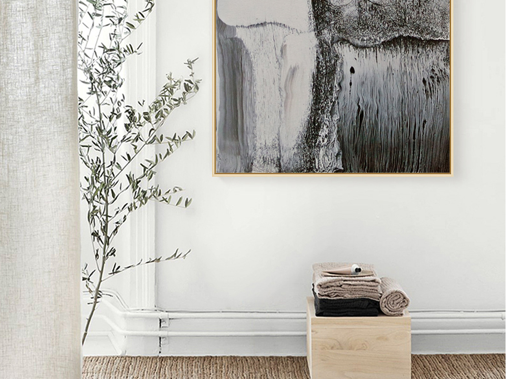 北欧简约抽象新中式禅意黑白灰后现代艺术装饰画