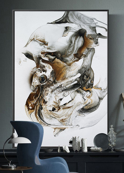 北欧简约抽象黑白灰图案后现代艺术装饰画