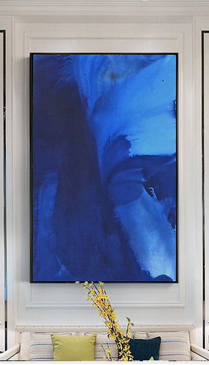 北欧简约唯美风景蓝色海水风景油画现代艺术家居装饰画