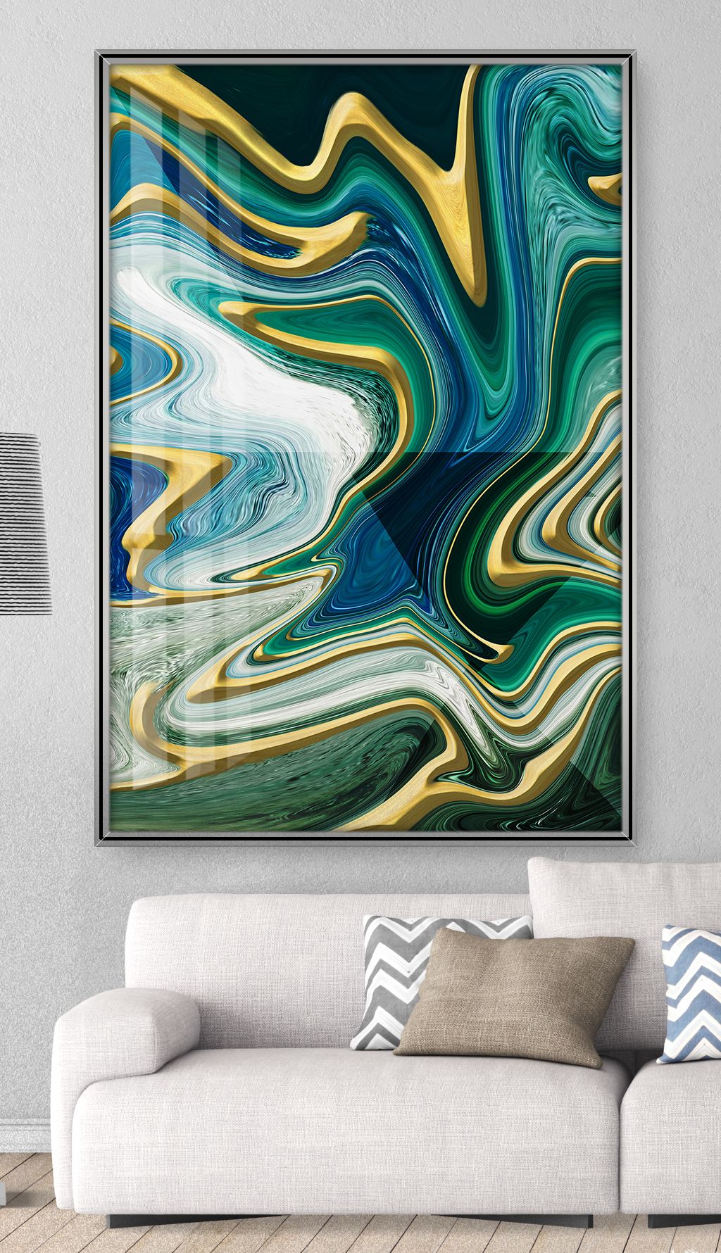 北欧理石液态抽象鎏金现代华丽客厅装饰画